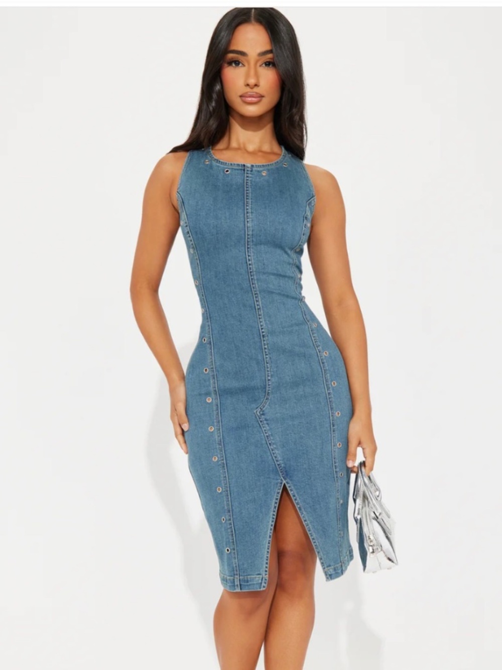 Diana Denim Midi Dress - Blue Wash